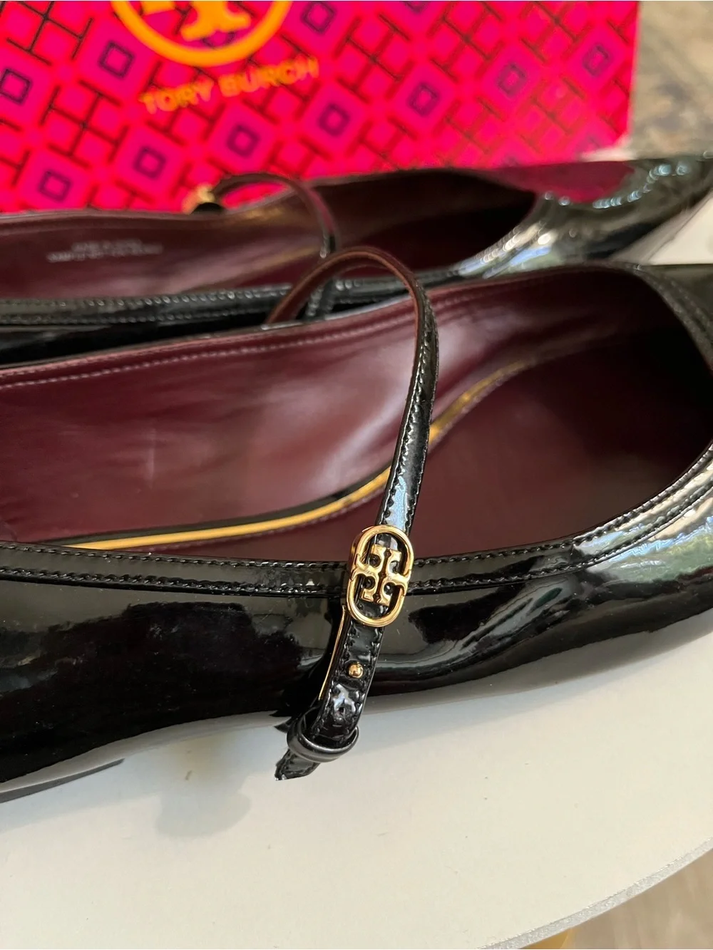 Tory Burch Black Patent Leather Mary Jane Flats